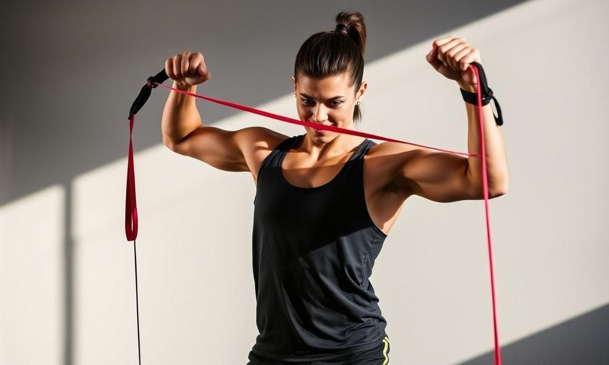 Person performing strength exercises with resistance bands
