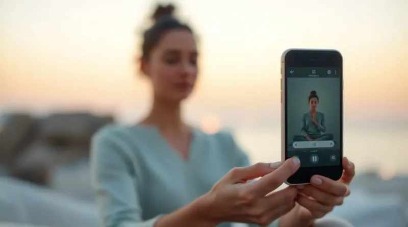 Person practicing guided meditation on smartphone for anxiety relief