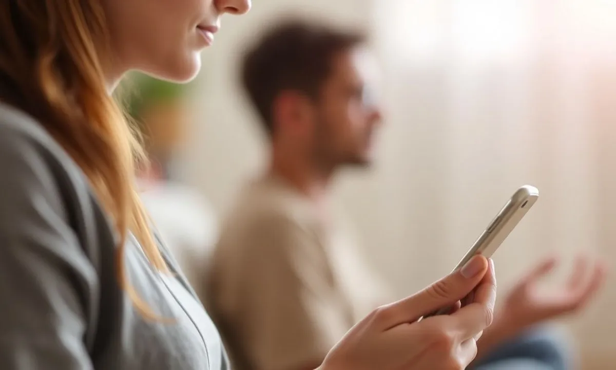 Busy professional practicing guided meditation with smartphone