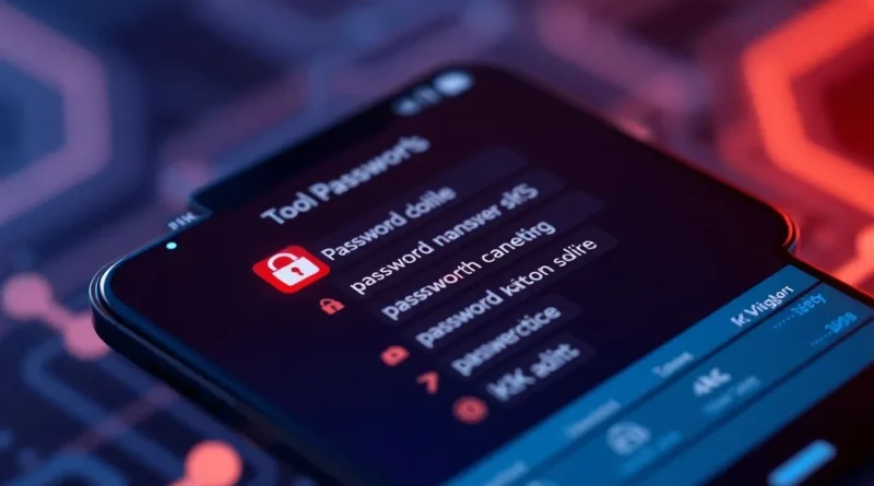 Password manager app showing stored passwords on smartphone