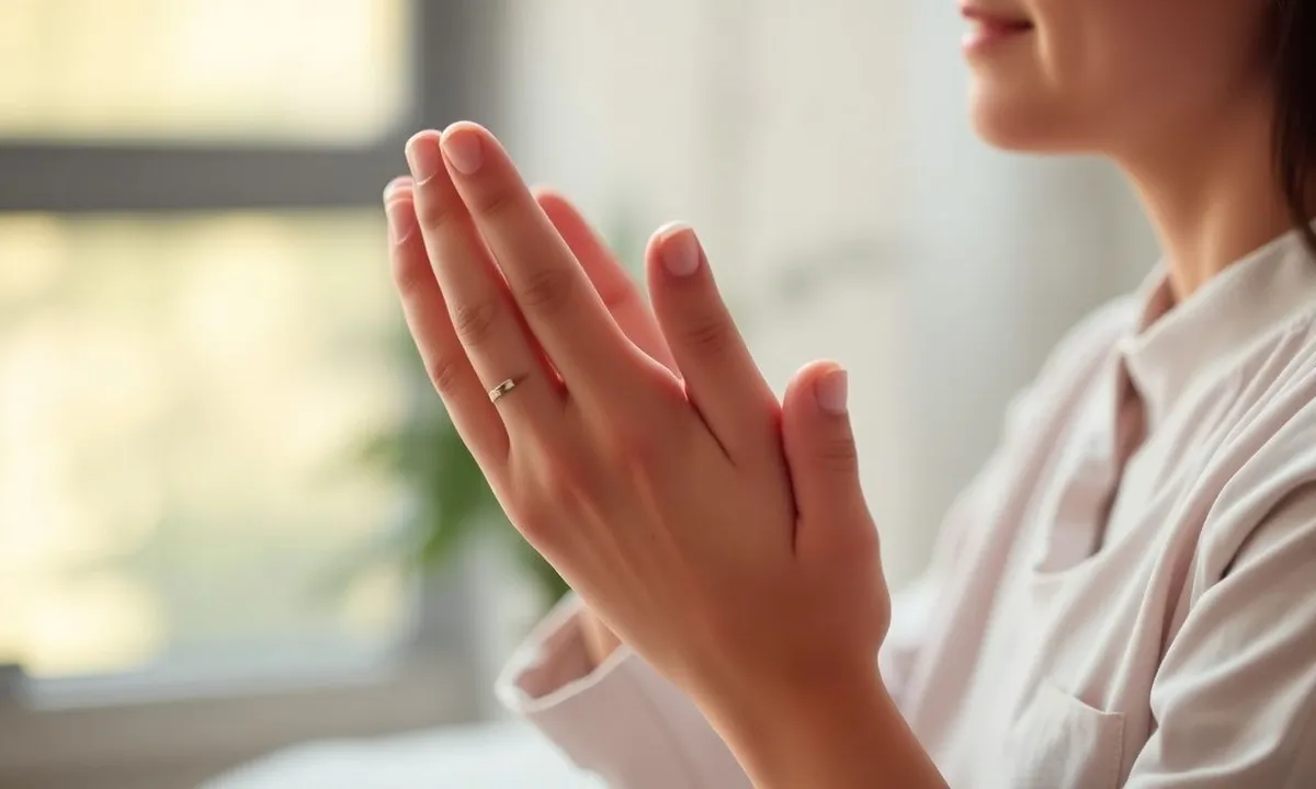 Person practicing breathing techniques for burnout relief