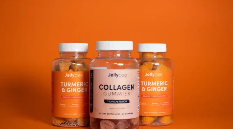 Close-up of youthful skin with collagen supplement