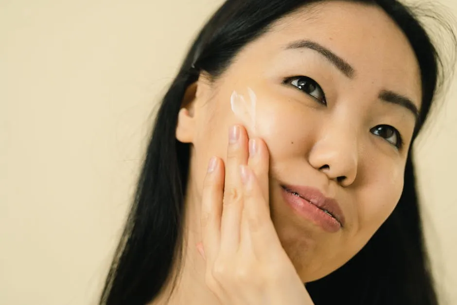 Woman applying moisturizer after collagen supplementation