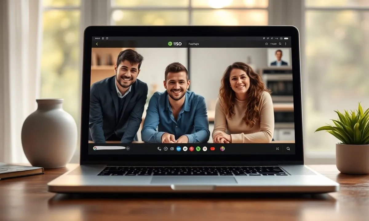 Team collaboration tools displayed on laptop screen for remote productivity