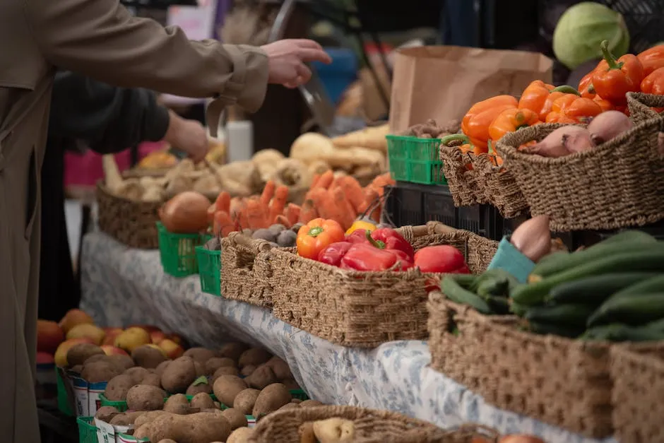 Slow traveler exploring a neighborhood market with fresh local produce