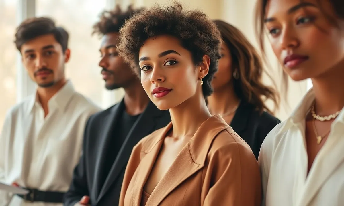 Diverse individuals showcasing gender-neutral fashion