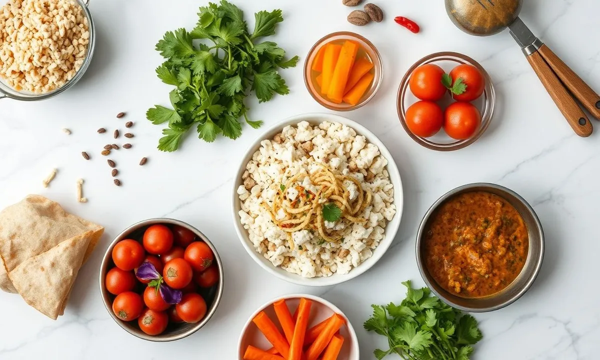 Healthy Indian diet staples on a table