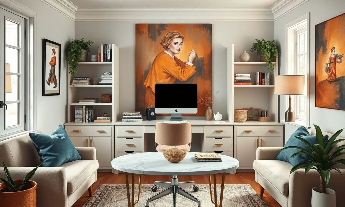 Cozy and efficient small home office setup in compact space