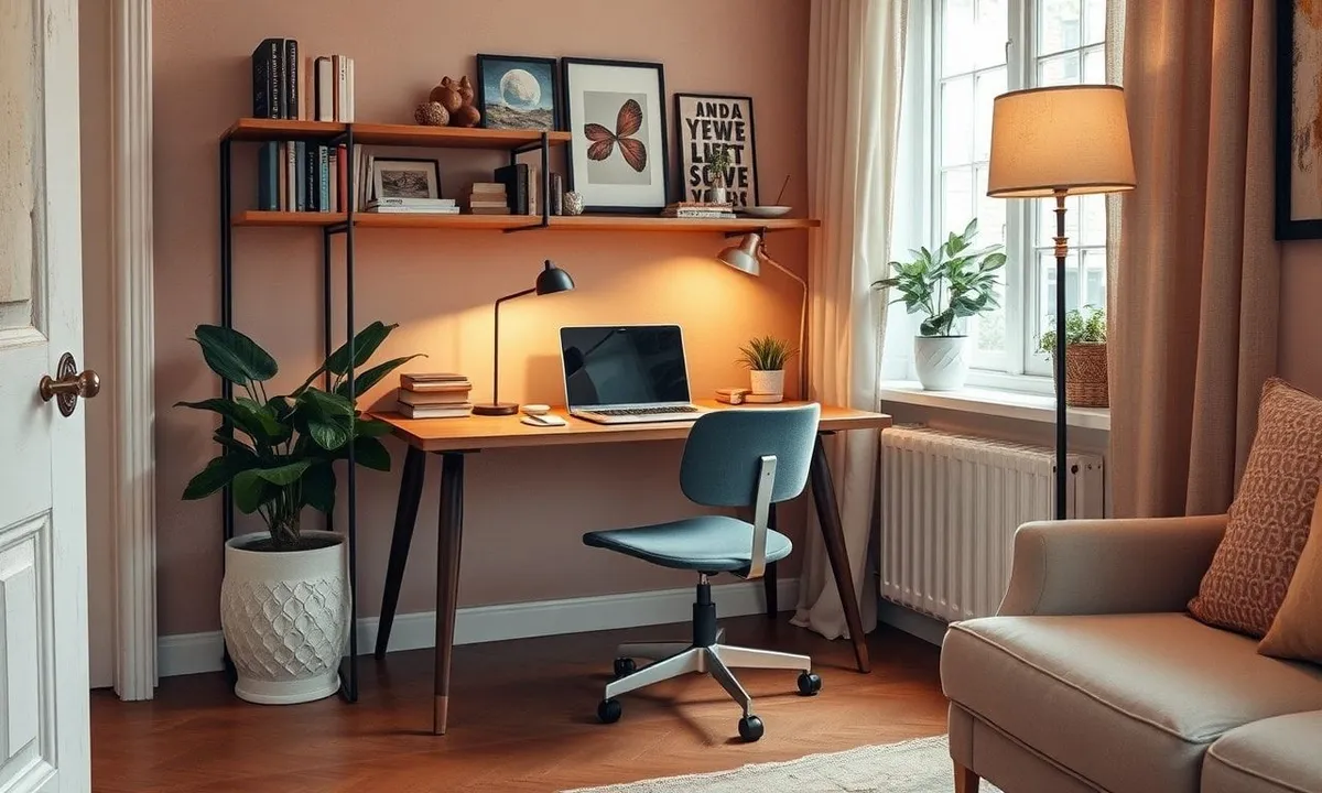 Multi-functional fold-away desk in small apartment