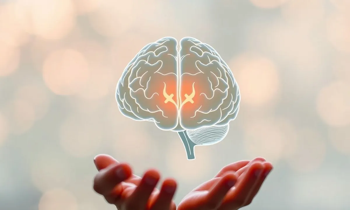 Brain diagram illustrating hippocampus and amygdala changes