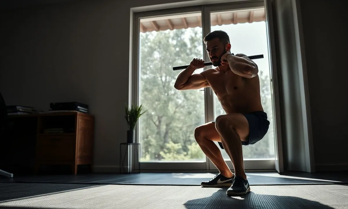 Man Performing Bulgarian Split Squat at Home