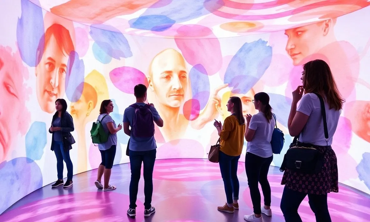 Visitors engaging with interactive digital projections inside Meow Wolf's Convergence Station