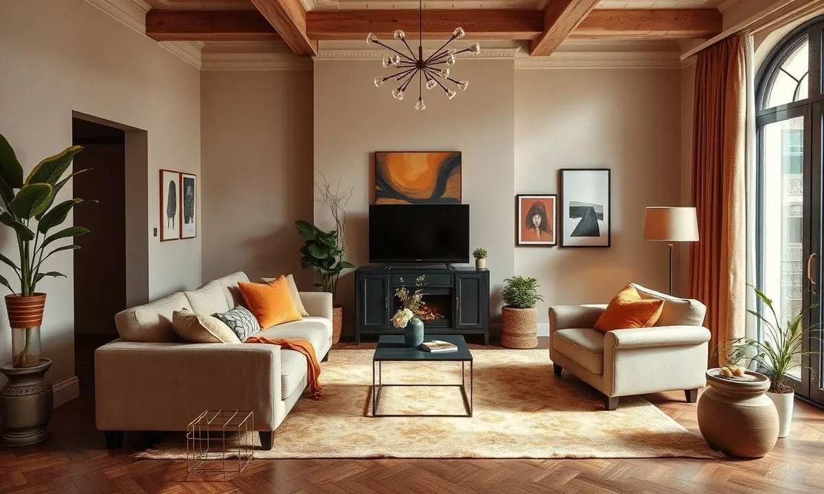 Stylish rented apartment with removable decor and multifunctional furniture