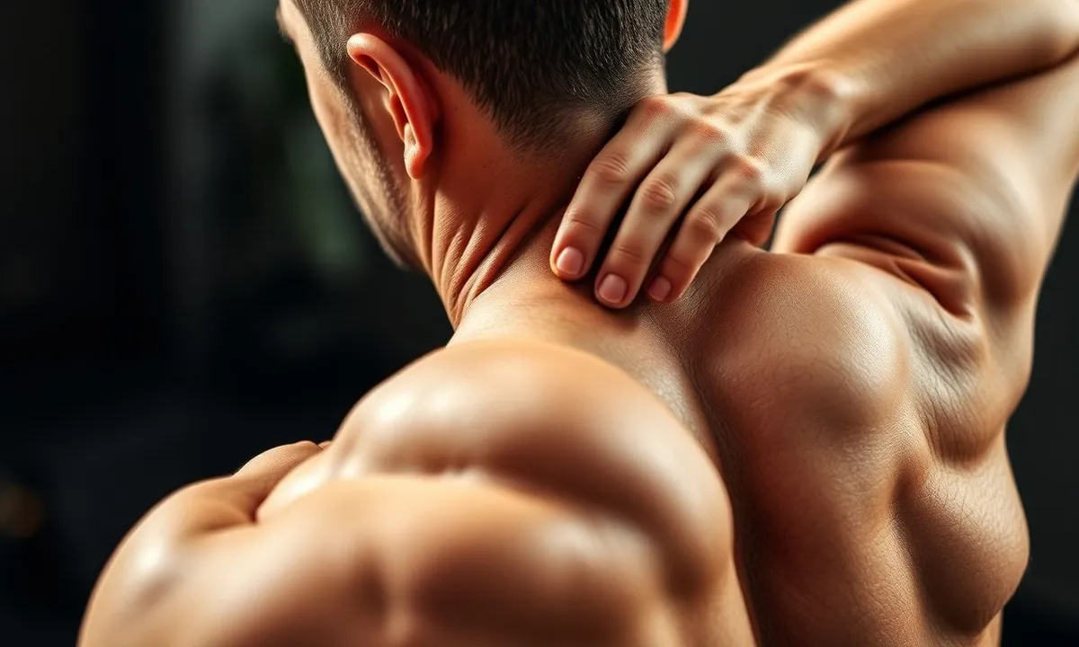 Man foam rolling upper back after workout