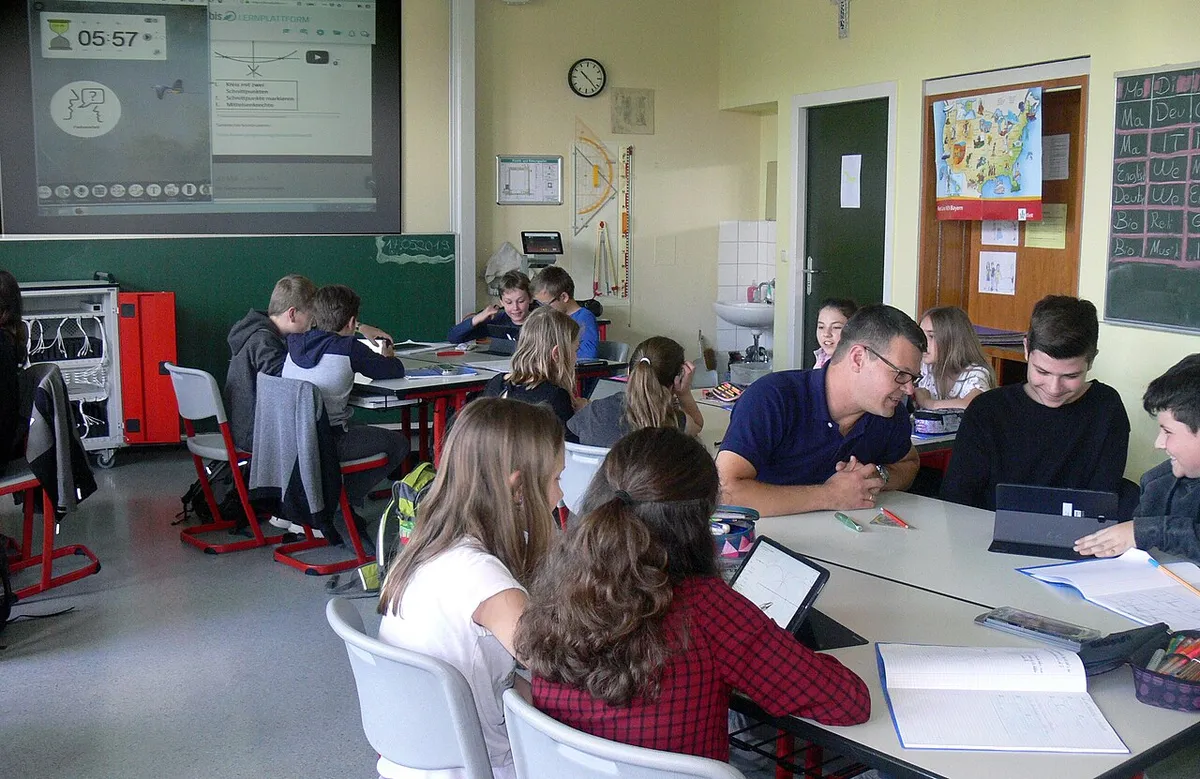 Students interacting with AI-powered learning tools