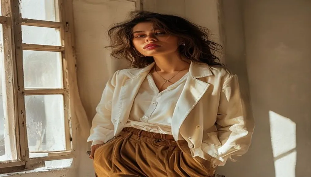 Stylish individual confidently showcasing a versatile workleisure outfit