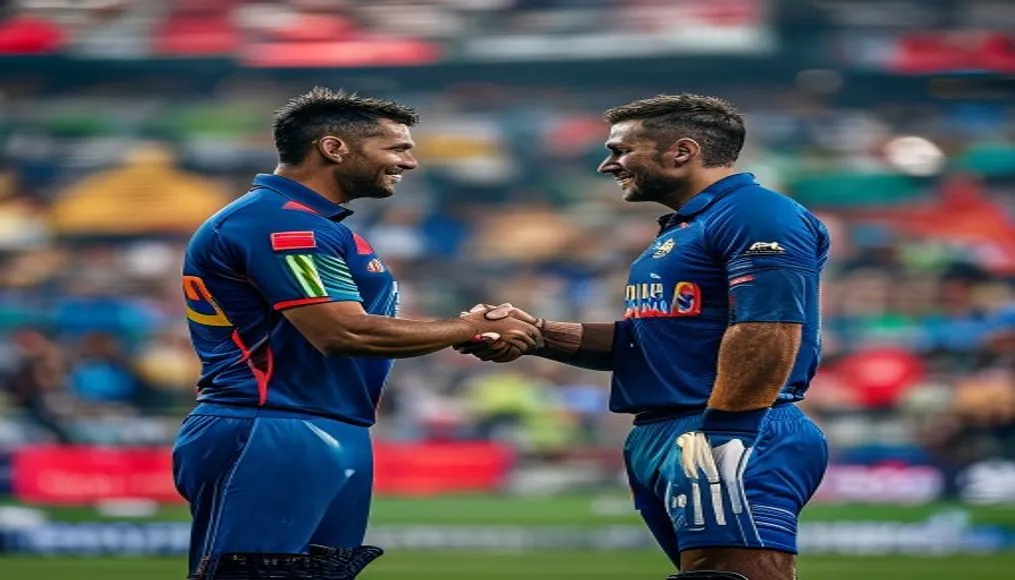 USA and Netherlands players shaking hands after T20 World Cup match at Chepauk