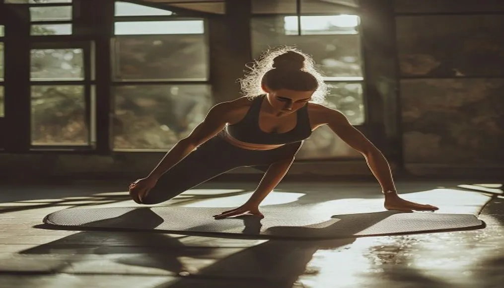 A person performing low-impact mobility exercises on a supportive yoga mat