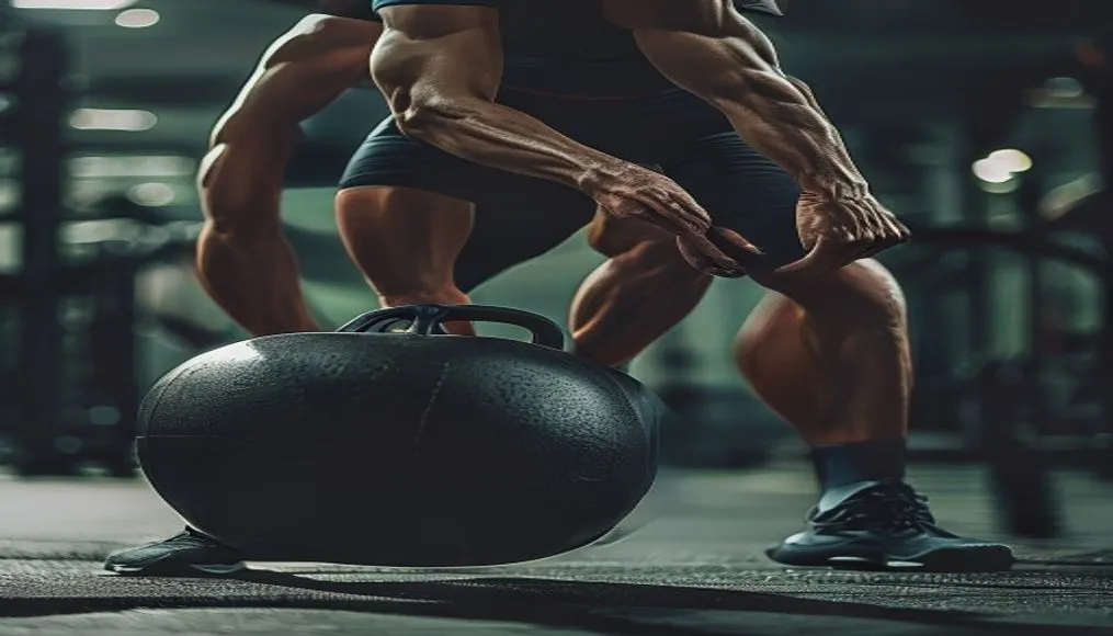 A fitness professional demonstrating the correct form for a modified suitcase deadlift