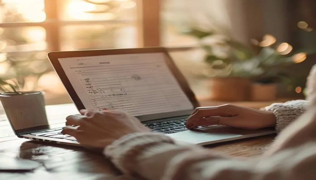 Person reviewing a budget spreadsheet on a laptop