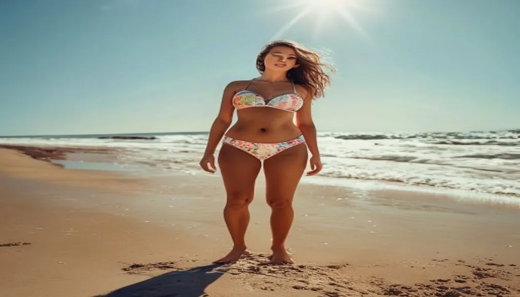Stylish swimwear on a sunny beach