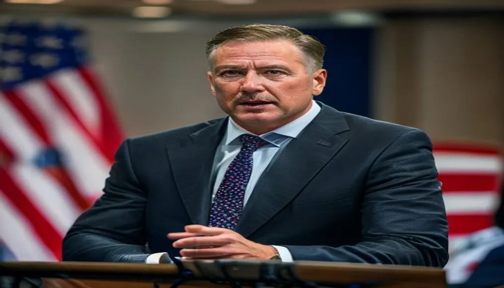 Hero image: Joe Kent speaking at a press conference