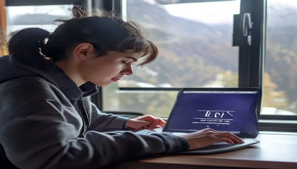 Person checking EU pass on laptop