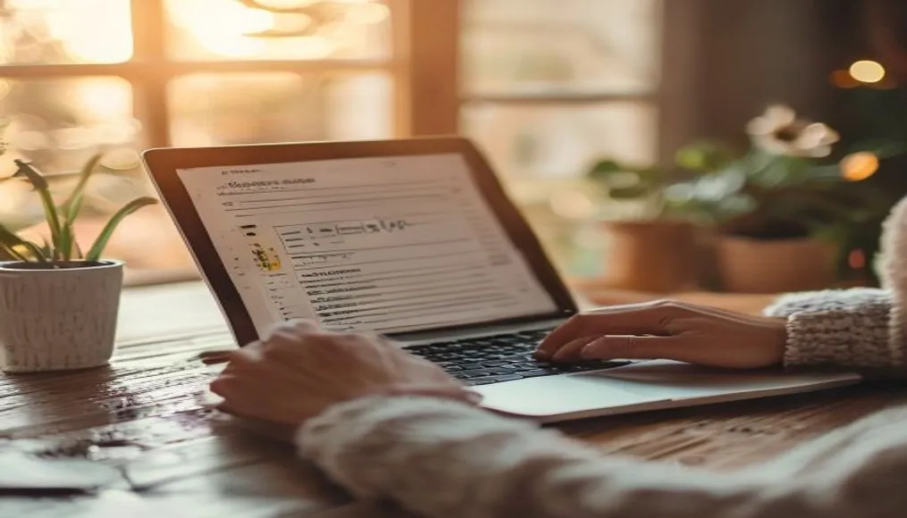 Person reviewing a budget plan on a laptop