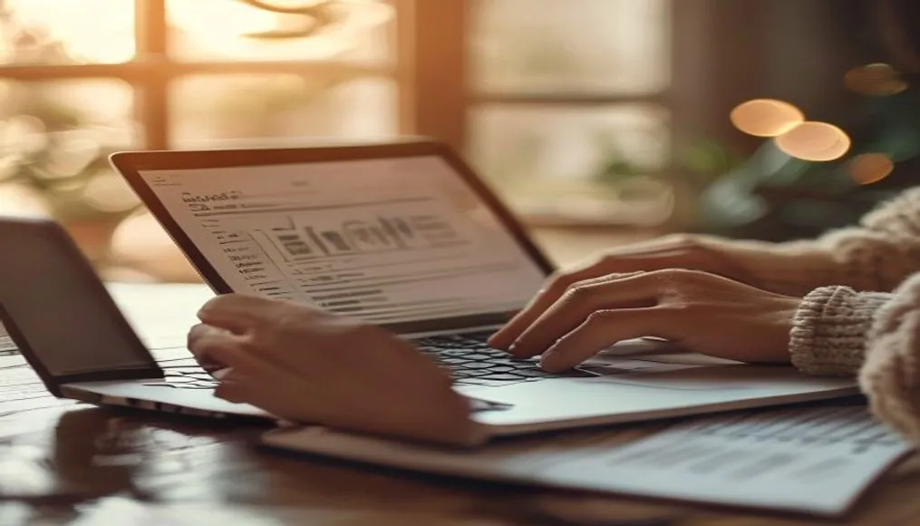 Person reviewing a budget plan on a laptop