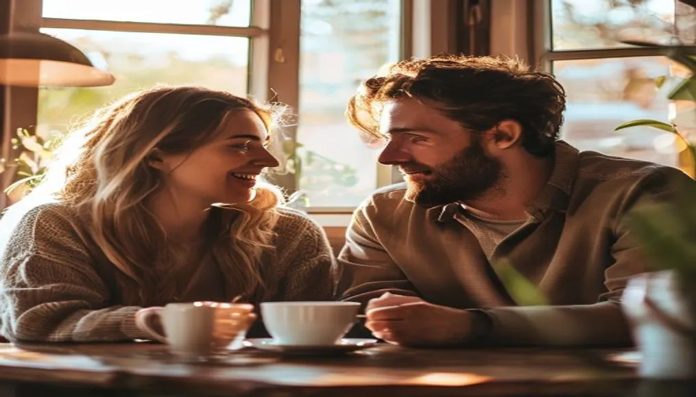 Couple discussing budget over coffee