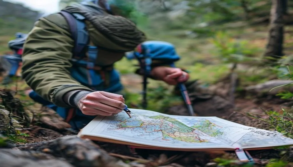 Mid‑article image of a hiker checking a map