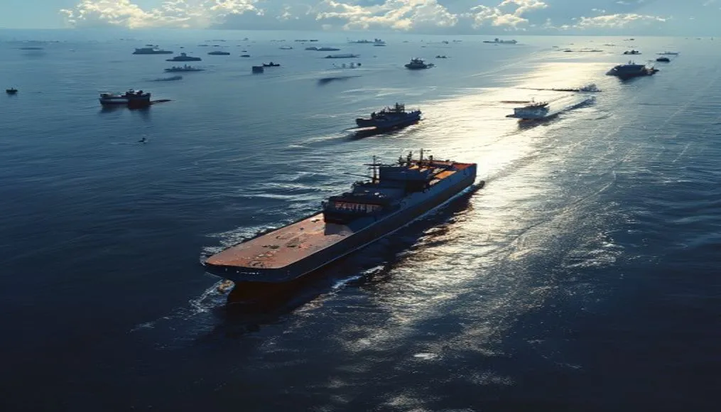 Satellite view of a shadow fleet vessel evading detection