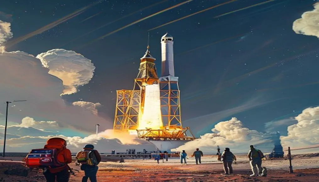 Visitors exploring the launch site
