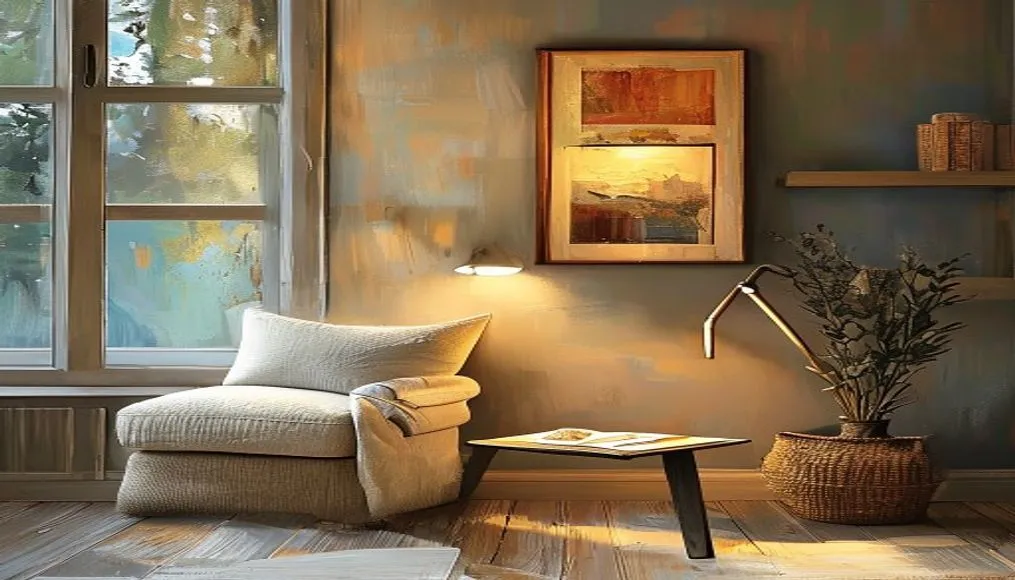 Adjustable floor lamp illuminating a book