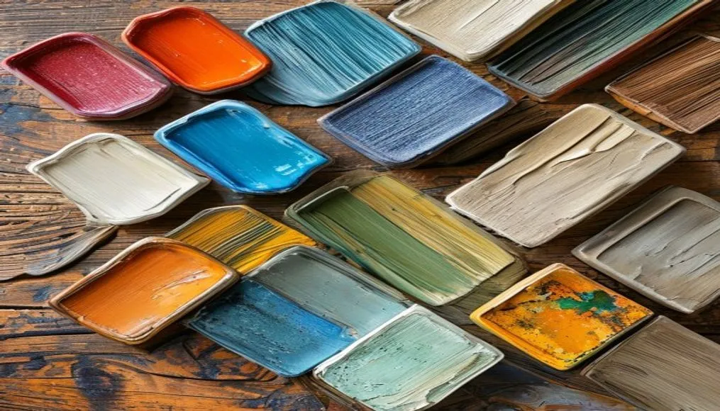 Samples of popular 2026 paint swatches arranged on a wooden surface
