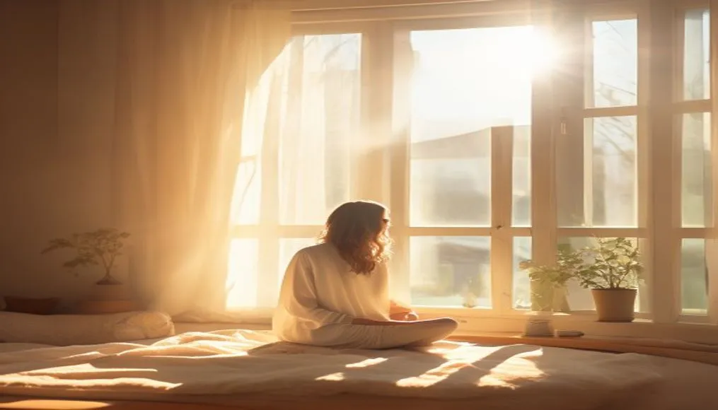 Hero image of a calm morning routine with sunlight streaming through a window