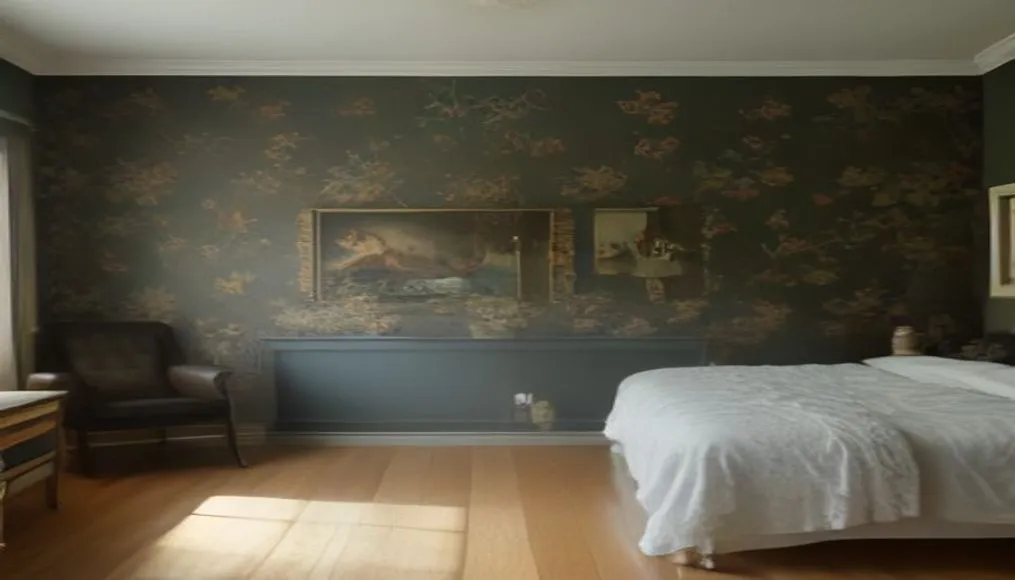 Peel and stick wallpaper removal process showing wall paint safety