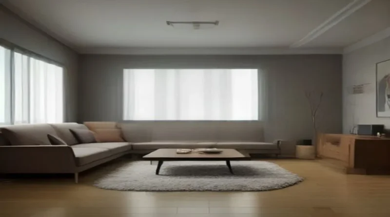 A minimalist living room still looks cramped, illustrating visual noise after decluttering
