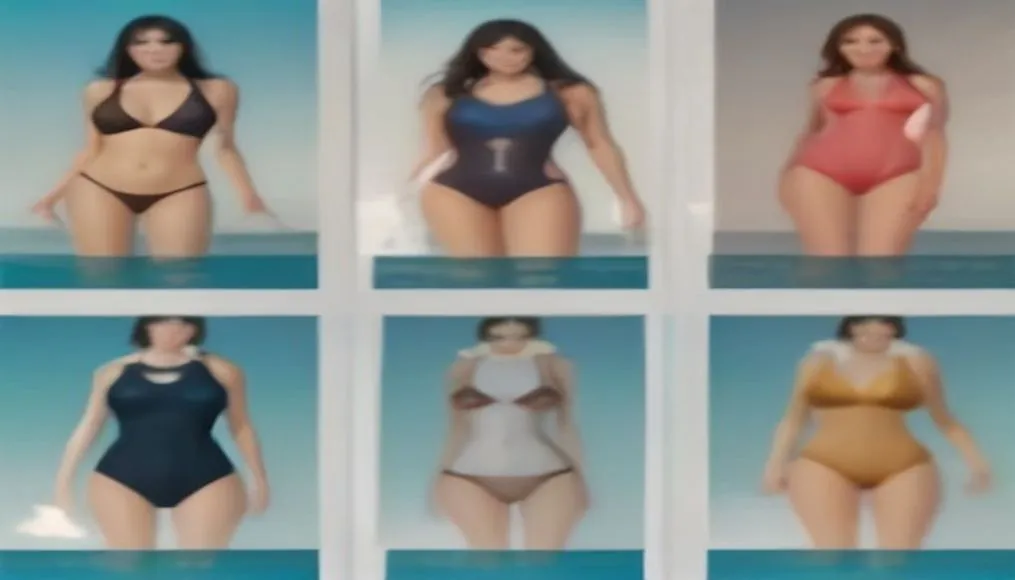 Swimsuit selection flat lay with colorful options