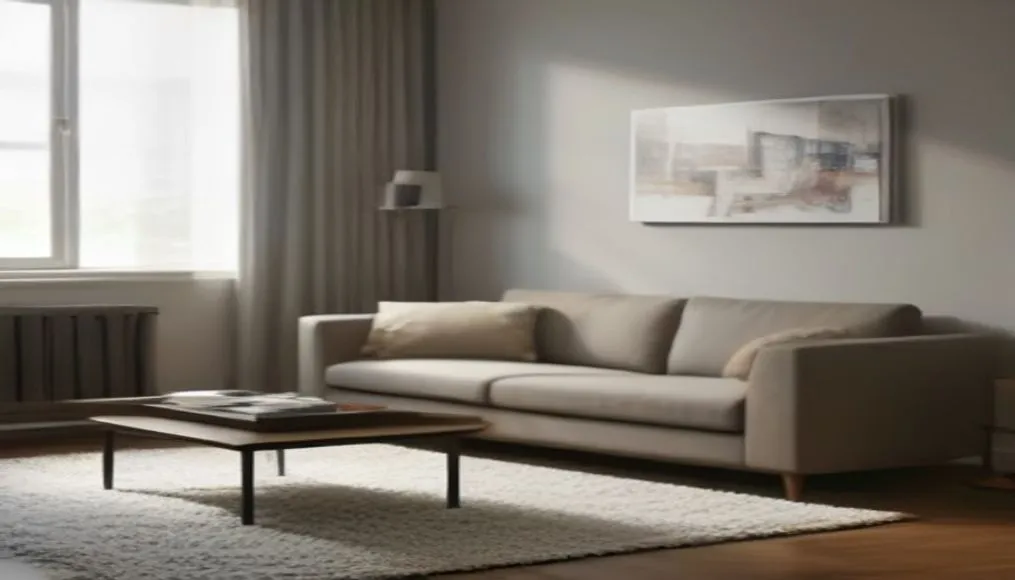 Cozy living room bathed in soft earth tones