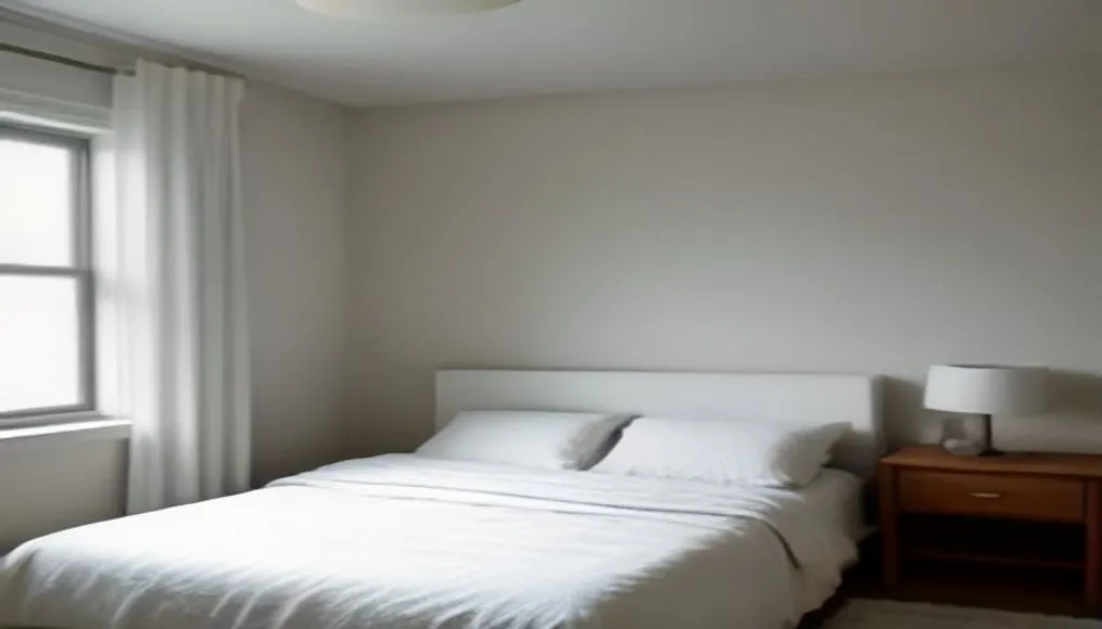 Cozy north‑facing bedroom with warm‑white walls