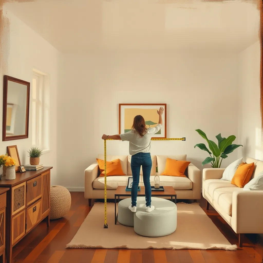 Mid‑article image illustrating a person measuring a room for new furniture