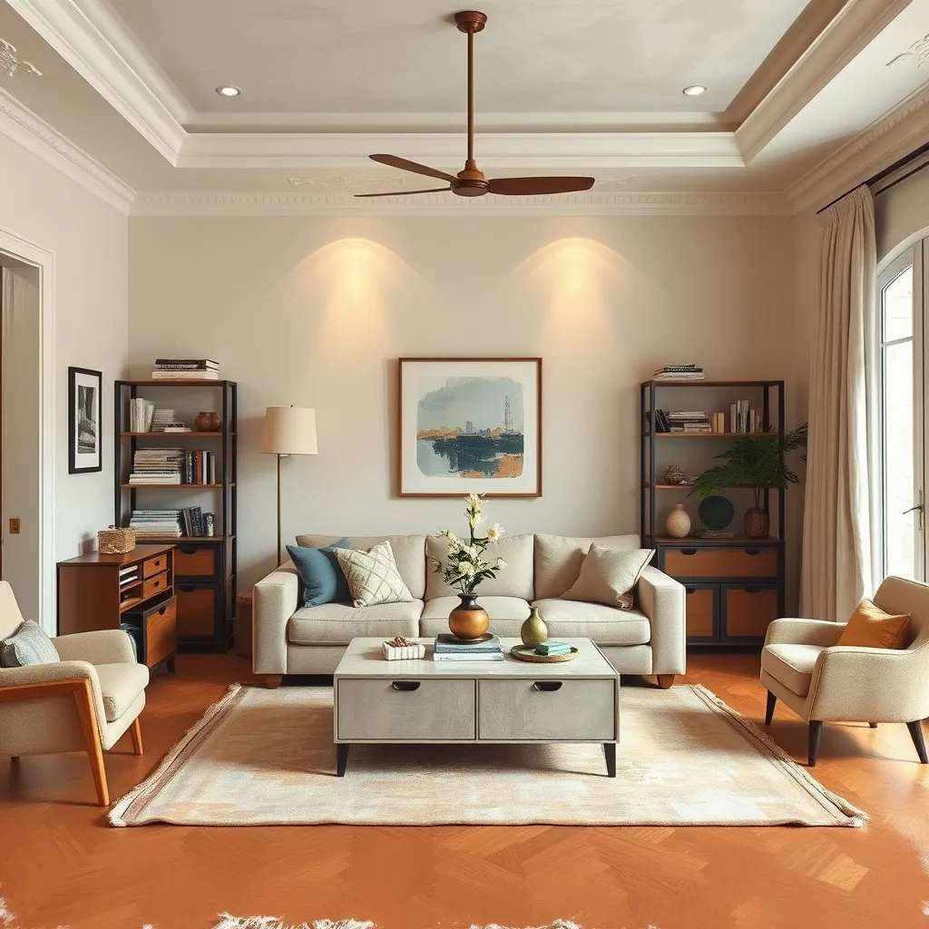 Hero image showing a neatly organized living room with stylish storage solutions