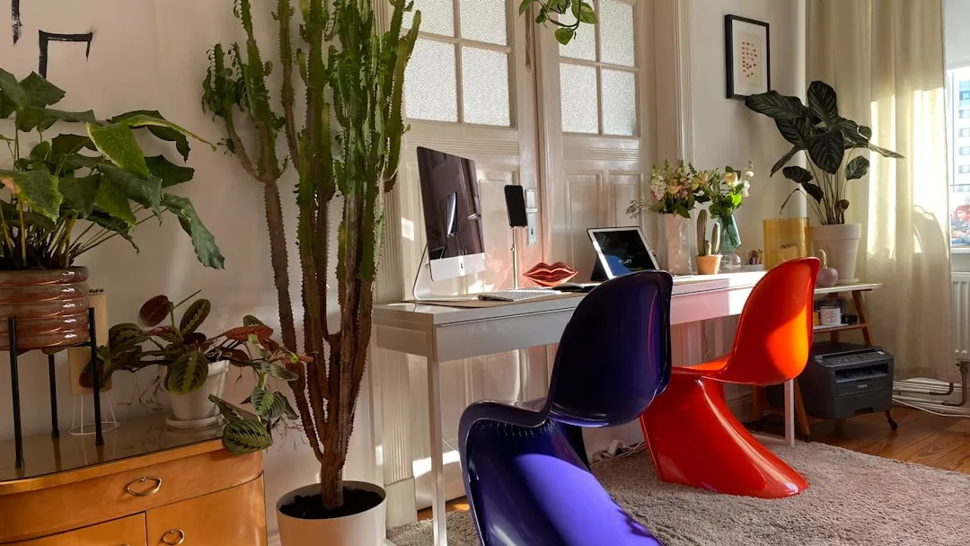 Home office serenity with natural light and minimal clutter